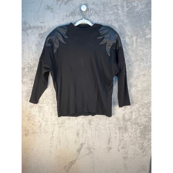VTG Xabia Sweater 80s Medium Black Leather Shoulder Flames Whimsygoth Vampire - Picture 3 of 9